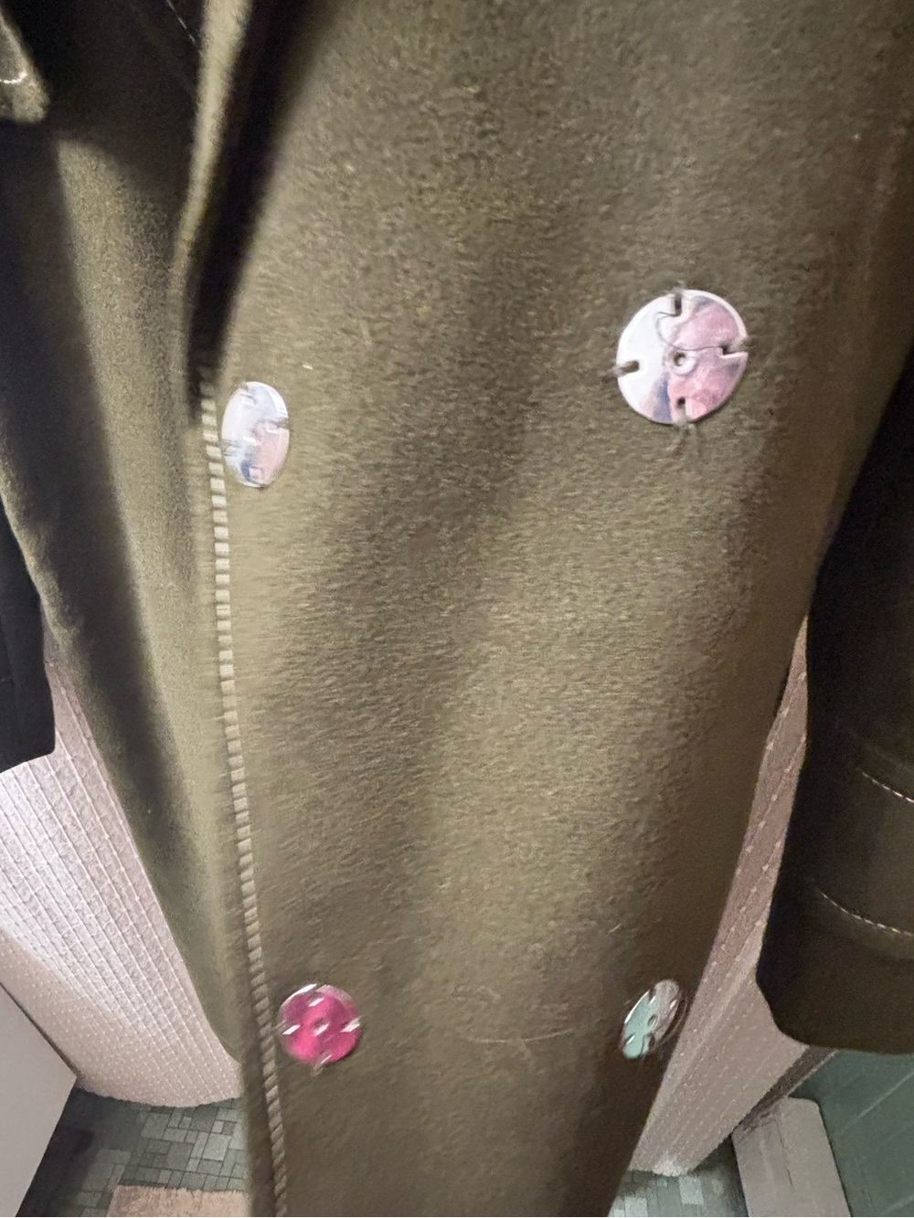 Asos Double-Breasted Olive Pea Coat View 3